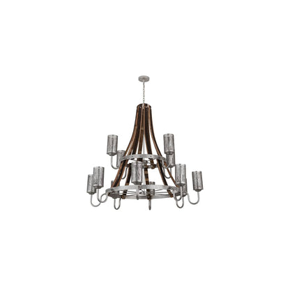 Barrel Stave Winter Maple 12 Light 60" Wide Chandelier