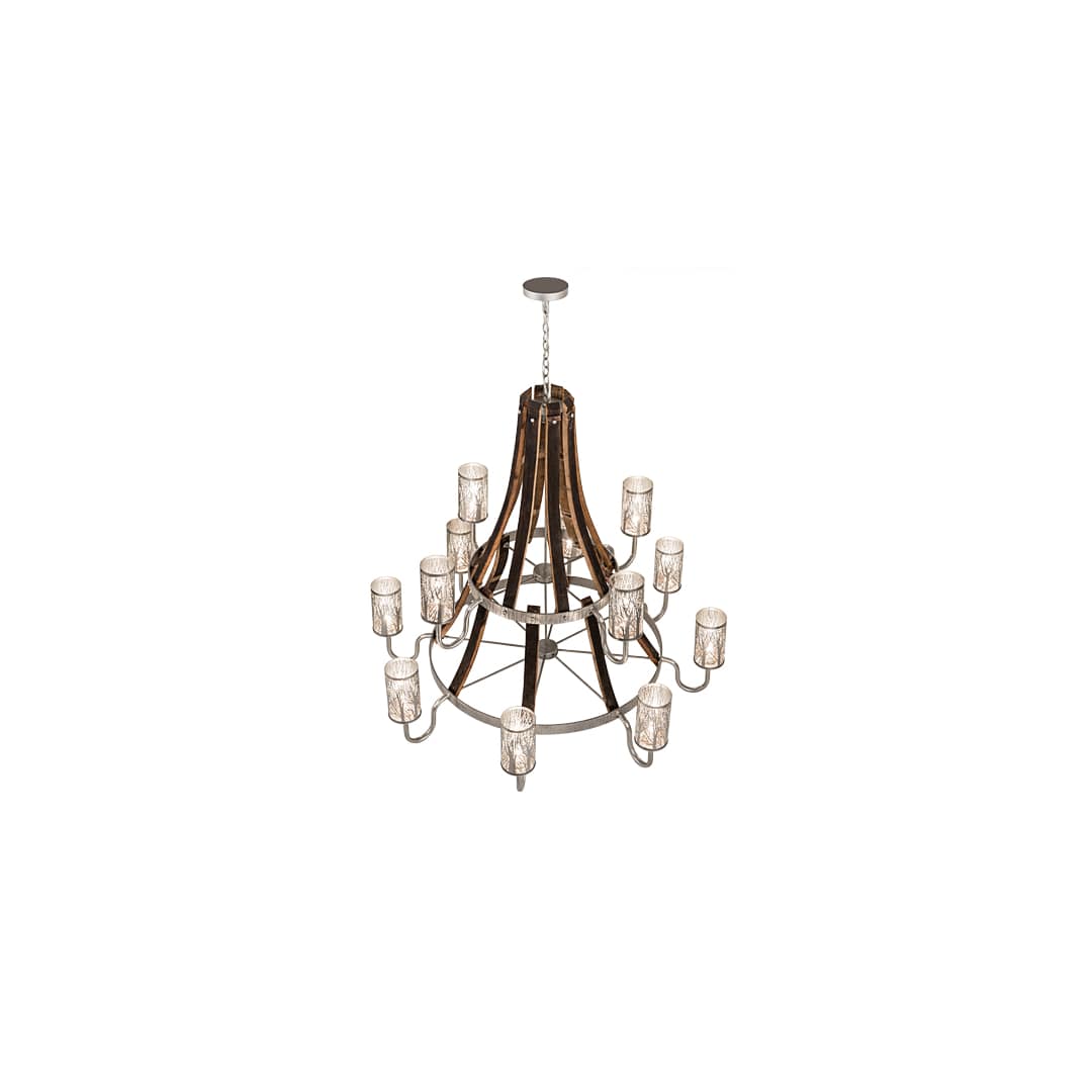 Barrel Stave Winter Maple 12 Light 60" Wide Chandelier