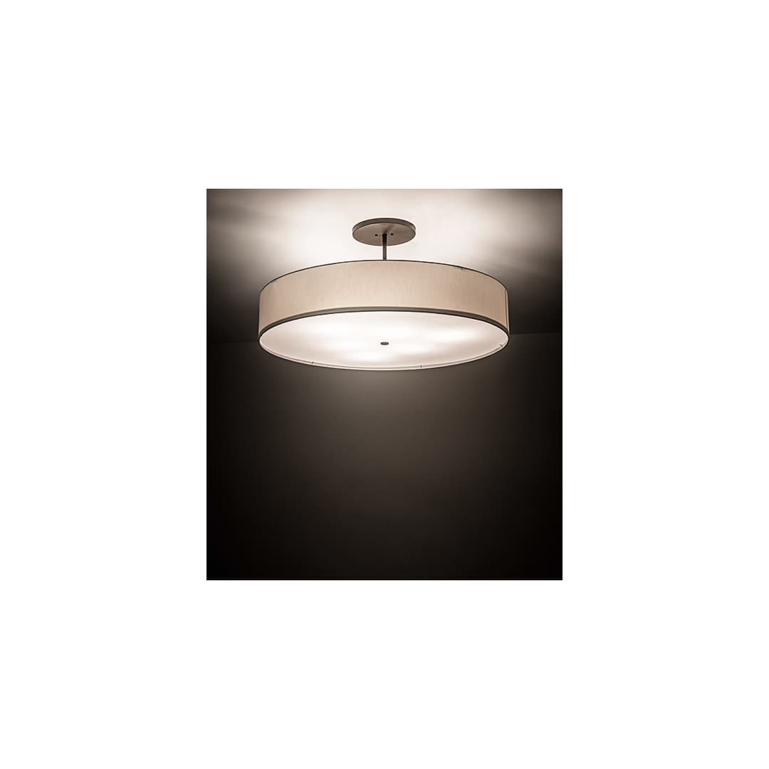 Cilindro 6 Light 42" Wide Semi-Flush Drum Ceiling Fixture with Eggshell Shade - Bronze Finish