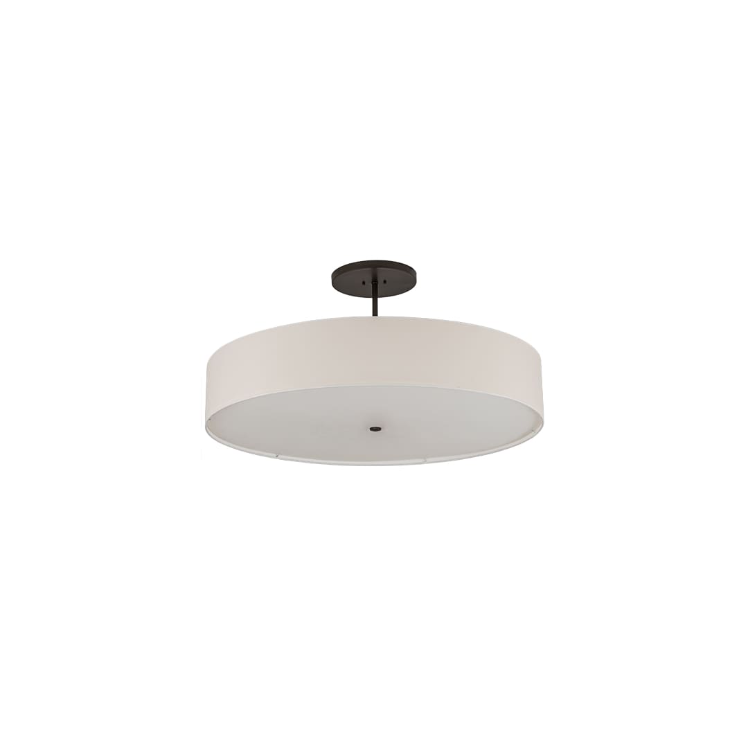 Cilindro 6 Light 42" Wide Semi-Flush Drum Ceiling Fixture with Eggshell Shade - Bronze Finish