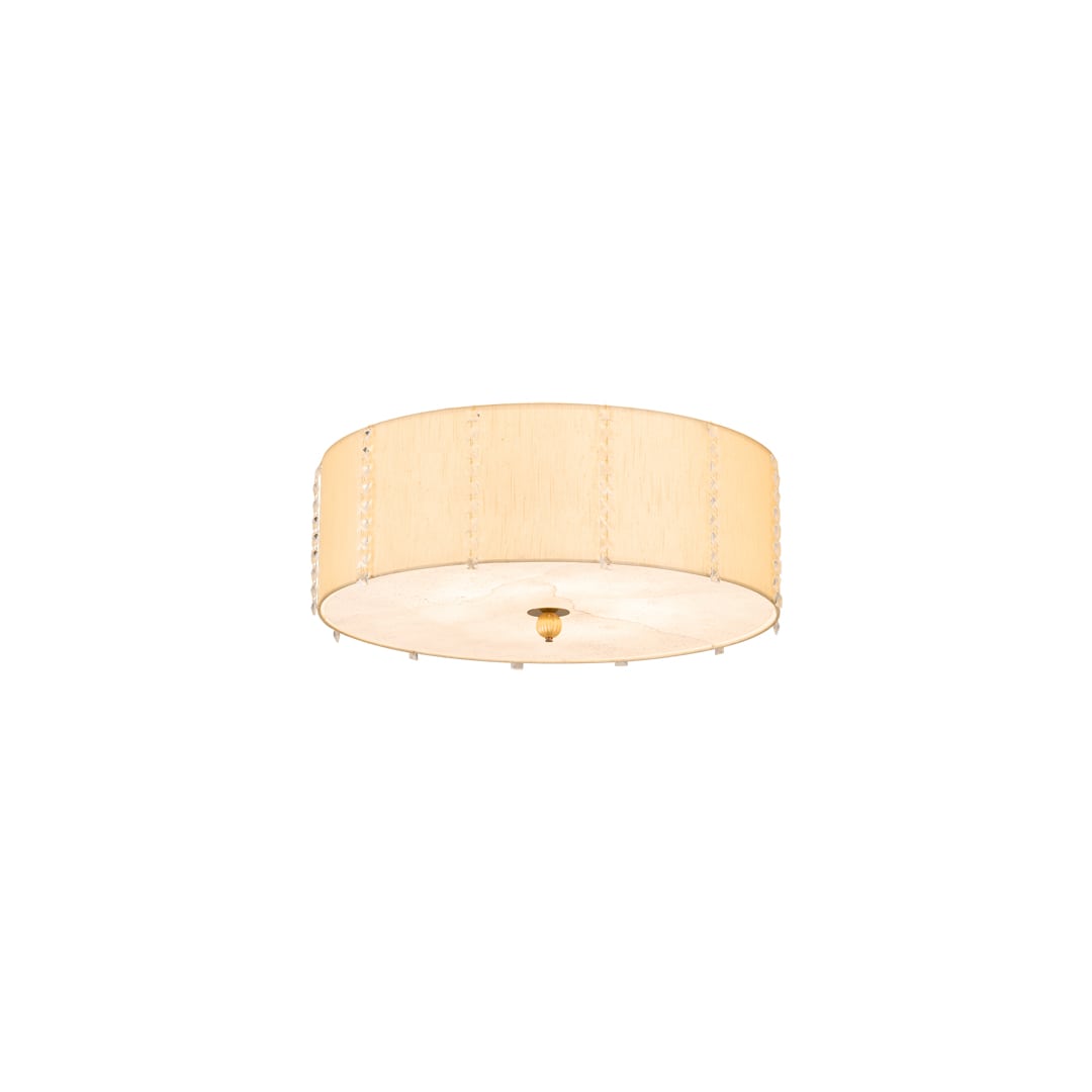 Cilindro Lujoso 8 Light 32" Wide Semi-Flush Drum Ceiling Fixture with Natural Silk Shade - Brass Finish