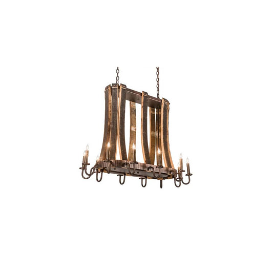 Barrel Stave Madera 12 Light 22" Wide Taper Candle Linear Chandelier