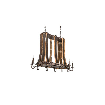 Barrel Stave Madera 12 Light 22" Wide Taper Candle Linear Chandelier