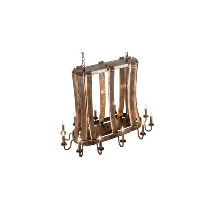 Barrel Stave Madera 12 Light 22" Wide Taper Candle Linear Chandelier