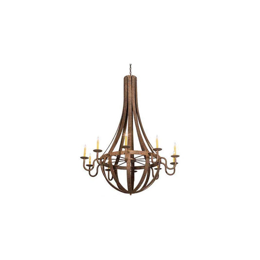 Barrel Stave 10 Light 54" Wide Taper Candle Style Chandelier