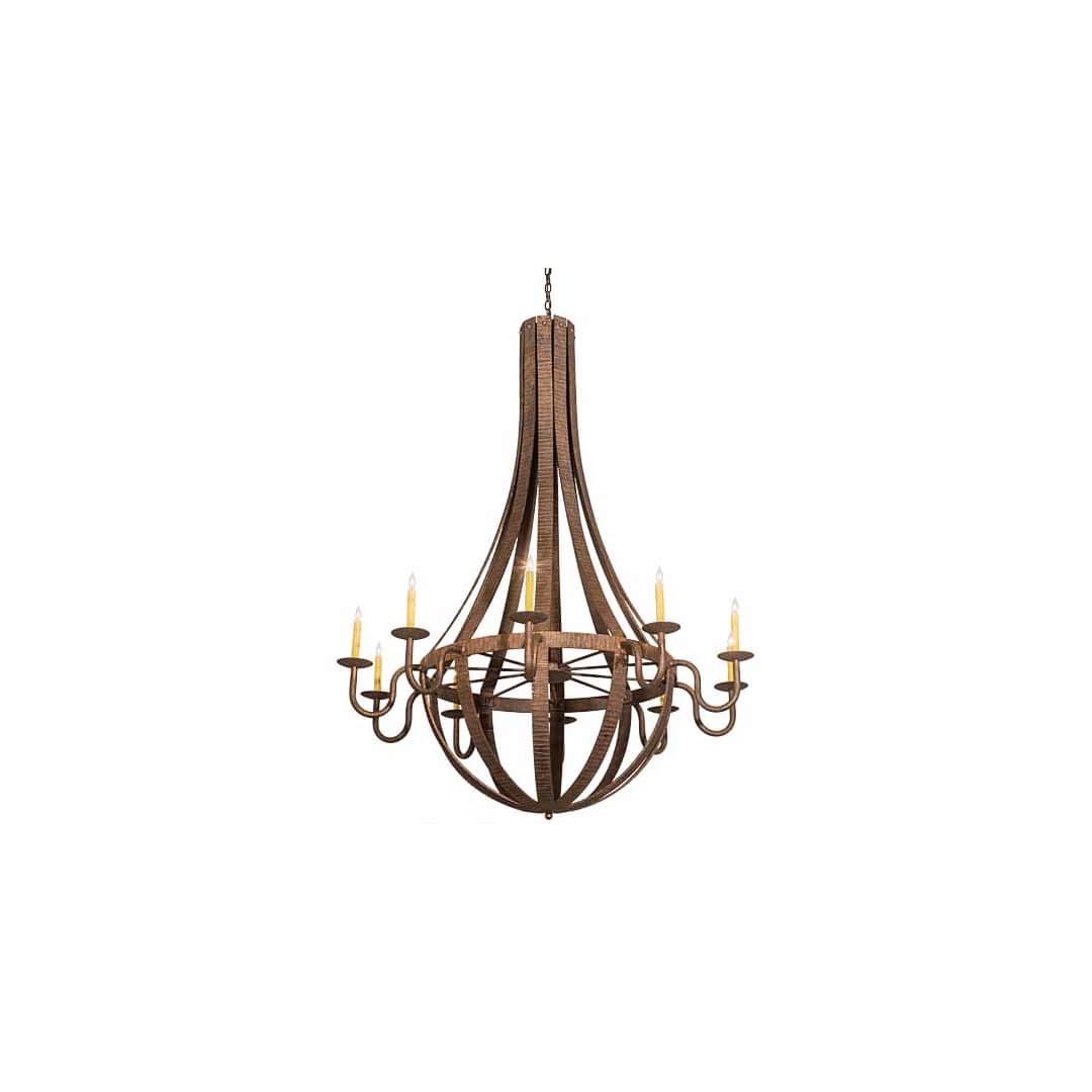 Barrel Stave 10 Light 54" Wide Taper Candle Style Chandelier