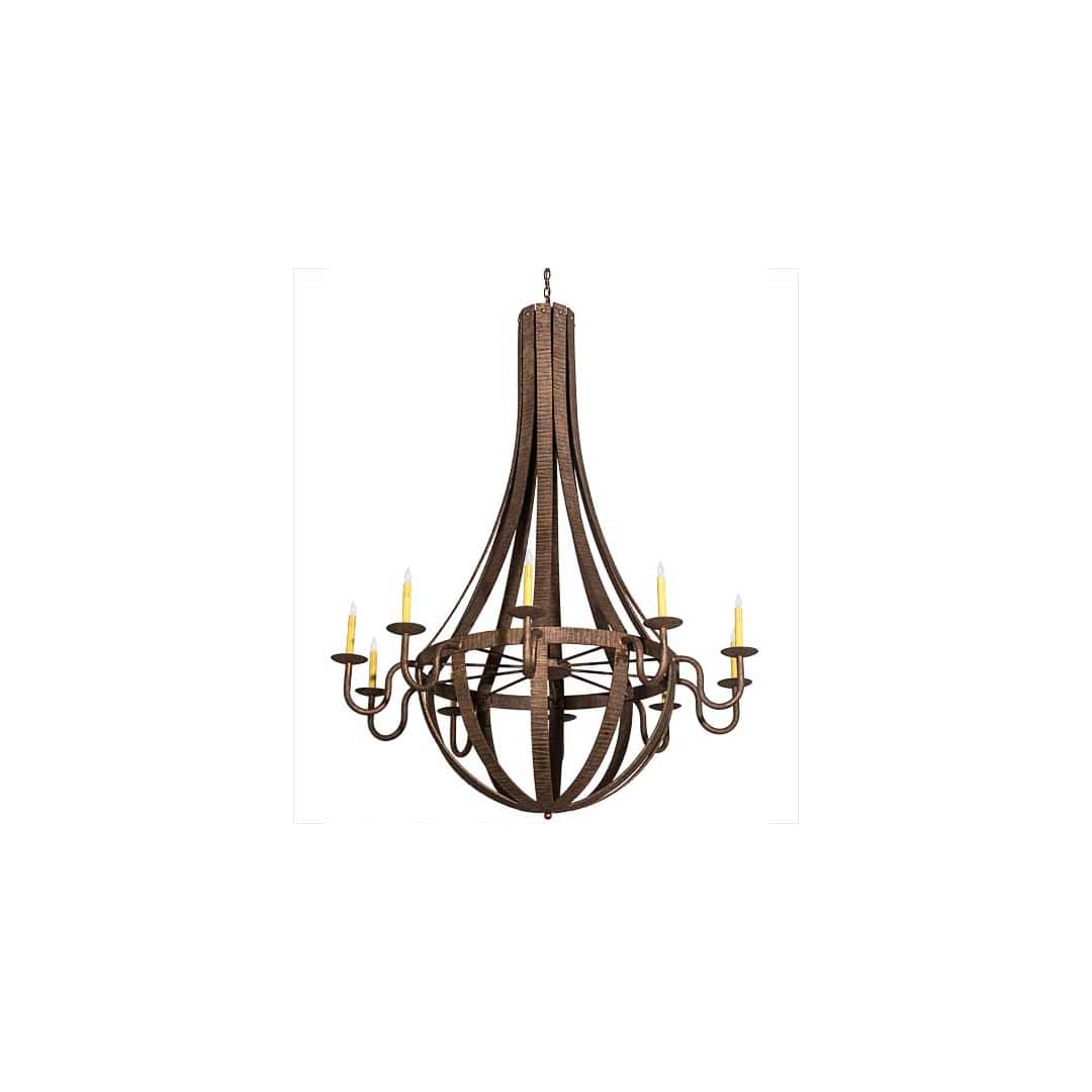 Barrel Stave 10 Light 54" Wide Taper Candle Style Chandelier