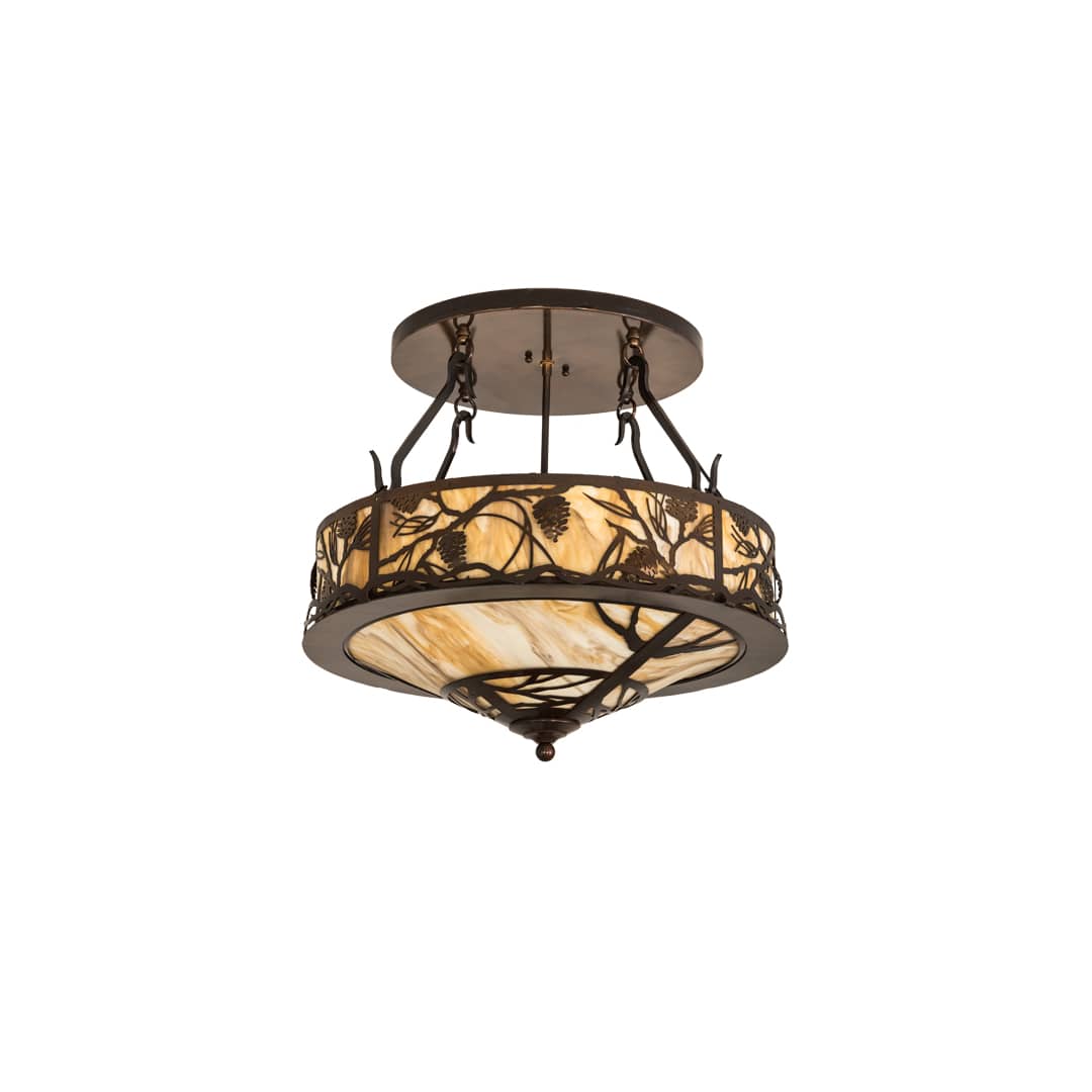 Whispering Pines 4 Light 24" Wide Semi-Flush Ceiling Fixture - Old Copper Pot Finish
