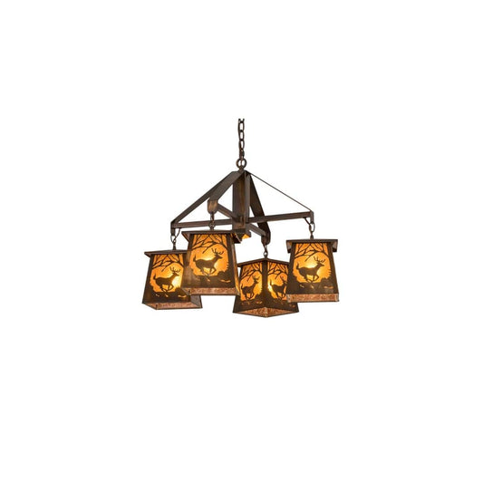 Deer at Dawn 4 Light 28" Wide Chandelier