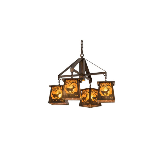 Deer at Dawn 4 Light 28" Wide Chandelier