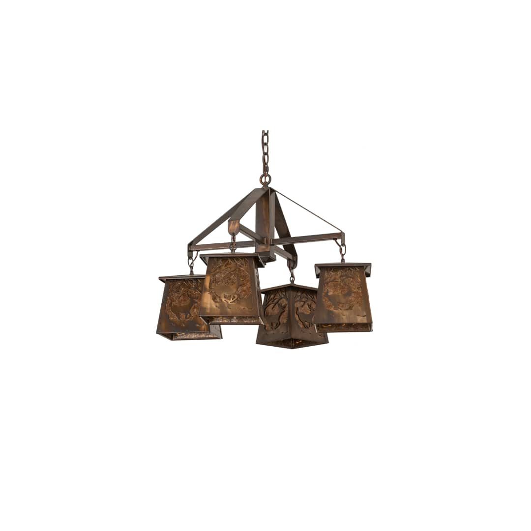 Deer at Dawn 4 Light 28" Wide Chandelier