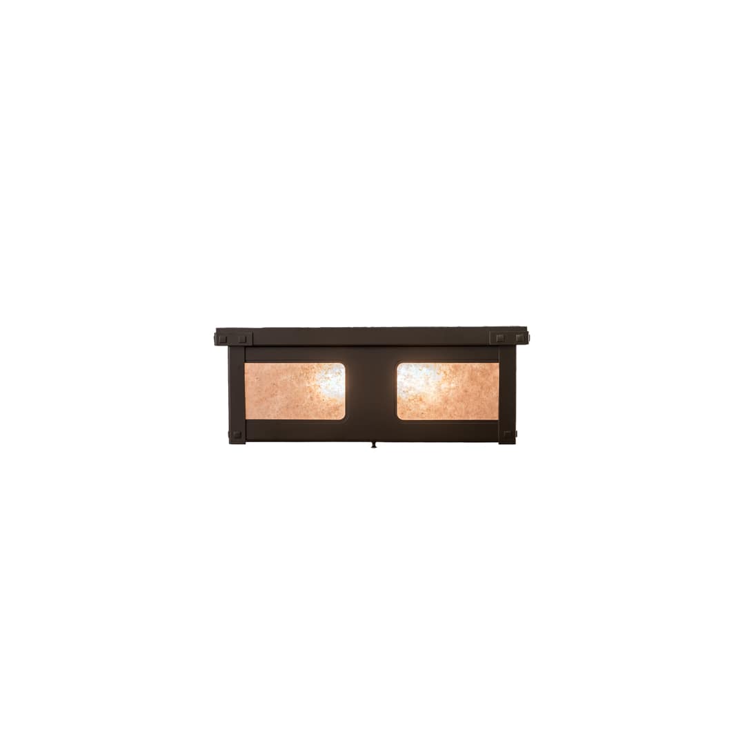 Quezon 4 Light 34" Wide Flush Mount Square Ceiling Fixture with Silver Mica Shade - Timeless Bronze Finish