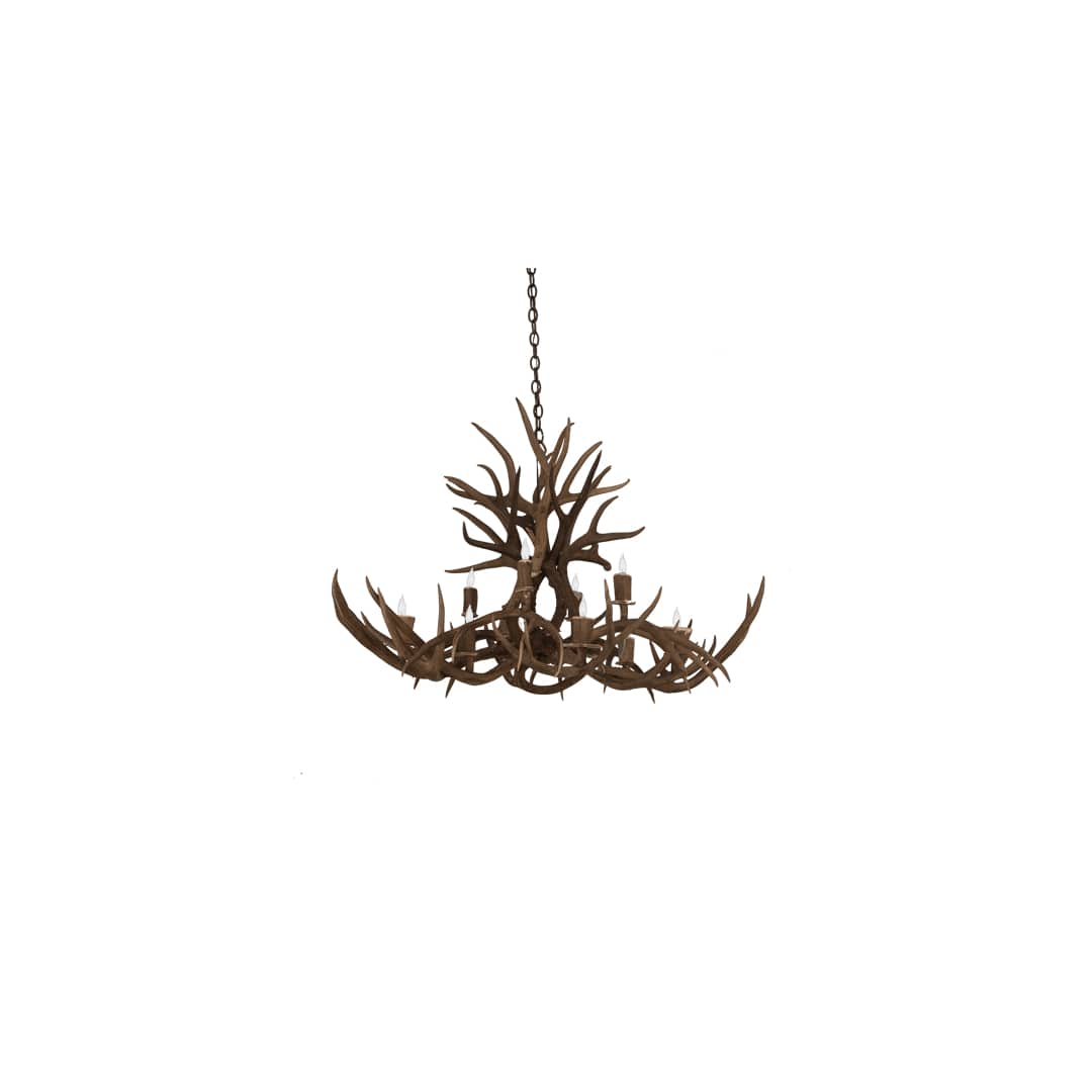 Long Antlers Mule Deer 10 Light 38" Wide Antler Candle Style Chandelier