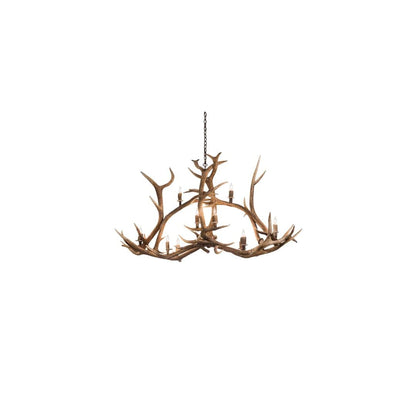 Long Antlers Elk 10 Light 28" Wide Antler Candle Style Chandelier