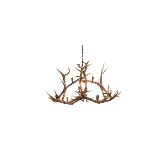 Long Antlers Elk 10 Light 28" Wide Antler Candle Style Chandelier