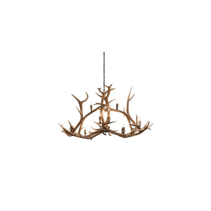 Long Antlers Elk 10 Light 28" Wide Antler Candle Style Chandelier