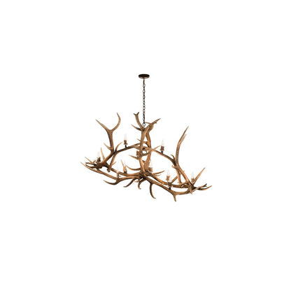 Long Antlers Elk 10 Light 28" Wide Antler Candle Style Chandelier