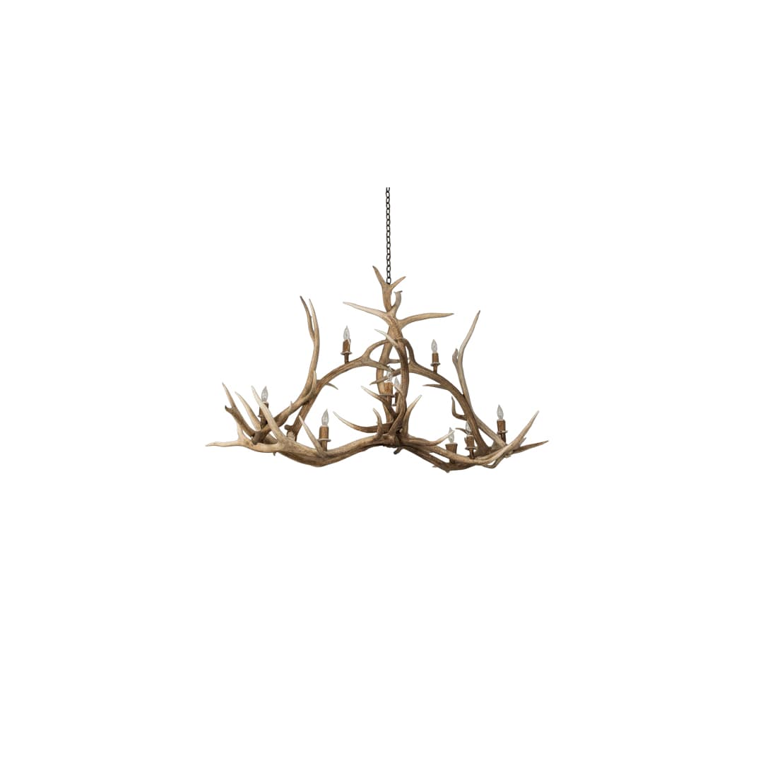 Long Antlers Elk 10 Light 24" Wide Antler Candle Style Chandelier