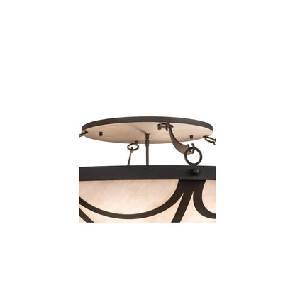 Carousel 8 Light 42" Wide Semi-Flush Bowl Ceiling Fixture - Hand Wrought Iron Finish