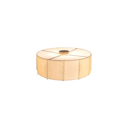Cilindro Lujoso 8 Light 32" Wide Semi-Flush Drum Ceiling Fixture with Natural Wafer Silk Shade - Brass Finish
