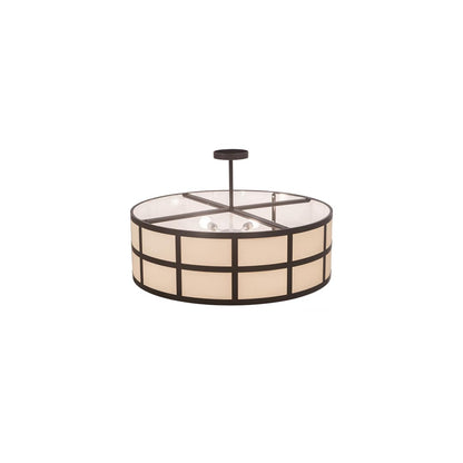 Cilindro Barnabas 6 Light 36" Wide Semi-Flush Drum Ceiling Fixture with Beige Textrene Shade - Timeless Bronze Finish