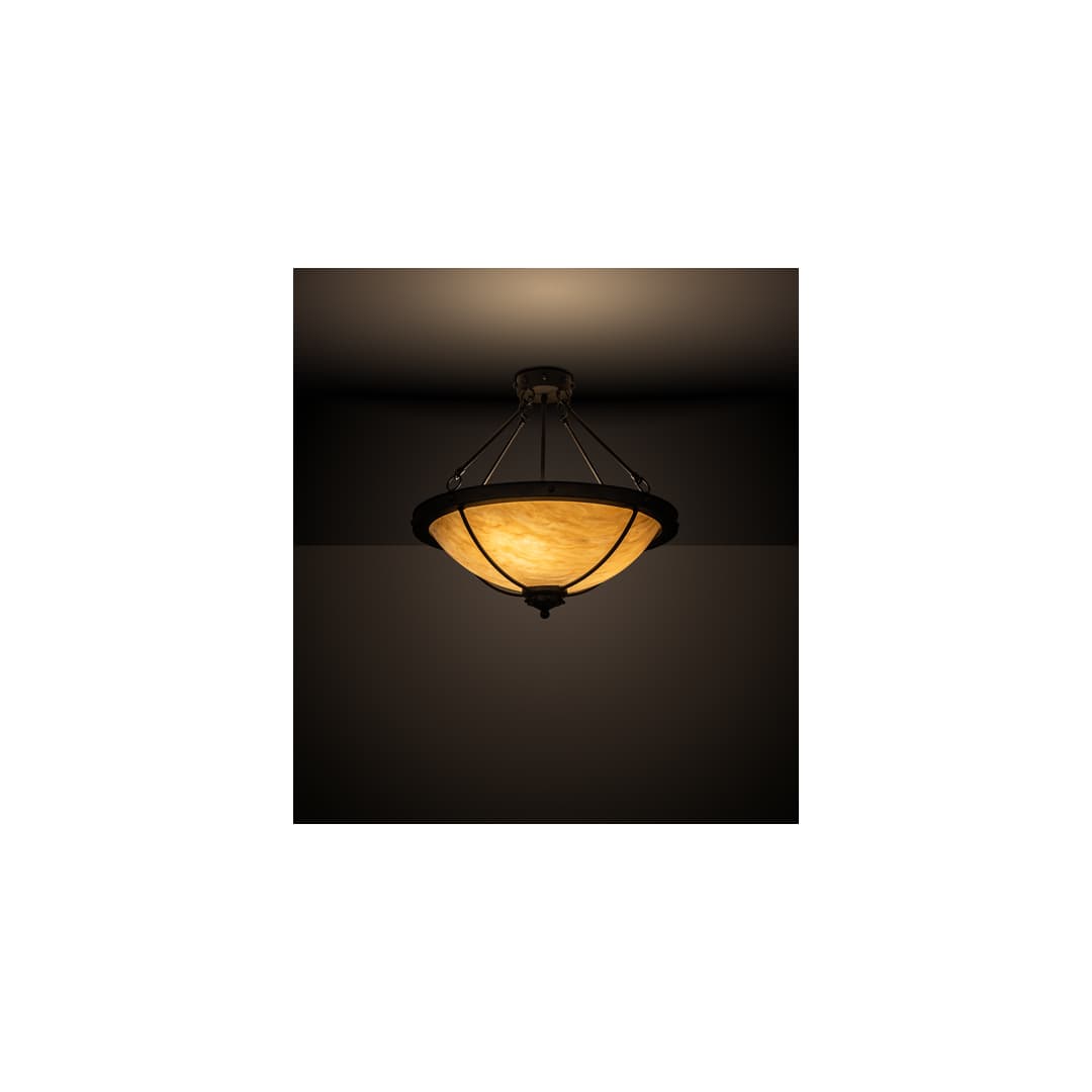 Freya 3 Light 24" Wide Semi-Flush Bowl Ceiling Fixture - Wrought Iron Finish