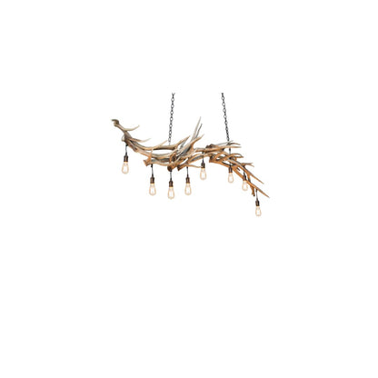 Long Antlers Elk 8 Light 17" Wide Antler Linear Chandelier