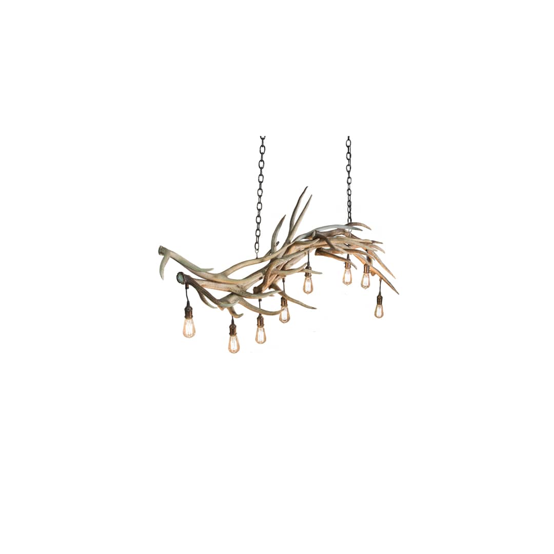 Long Antlers Elk 8 Light 17" Wide Antler Linear Chandelier