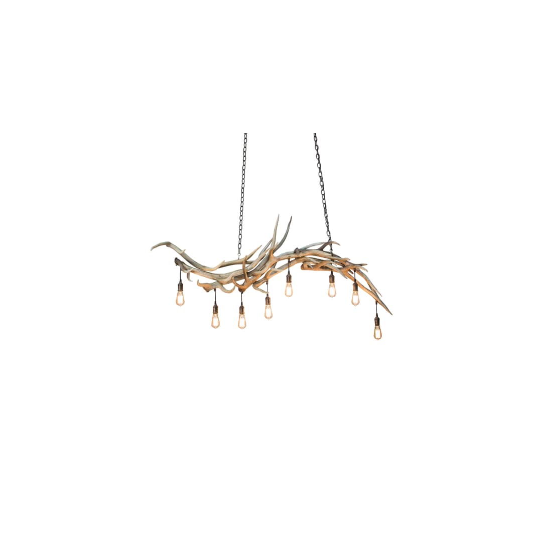 Long Antlers Elk 8 Light 17" Wide Antler Linear Chandelier
