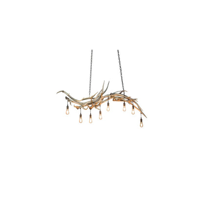 Long Antlers Elk 8 Light 17" Wide Antler Linear Chandelier