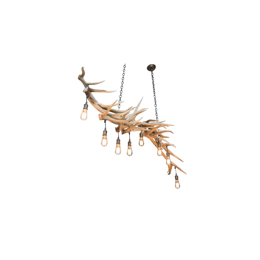 Long Antlers Elk 8 Light 17" Wide Antler Linear Chandelier