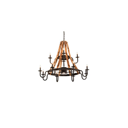 Barrel Stave 12 Light 54" Wide Taper Candle Style Chandelier