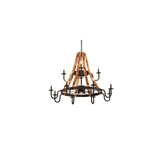 Barrel Stave 12 Light 54" Wide Taper Candle Style Chandelier