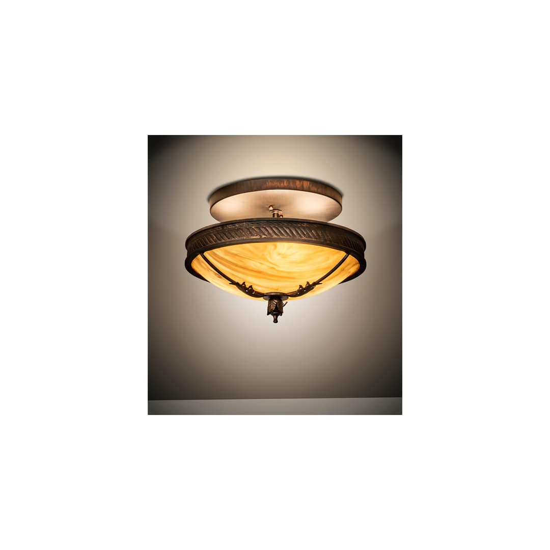 Hoja 3 Light 15" Wide Semi-Flush Bowl Ceiling Fixture - Rokusho Finish