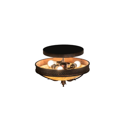 Hoja 3 Light 15" Wide Semi-Flush Bowl Ceiling Fixture - Rokusho Finish