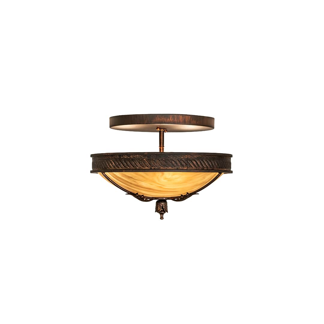 Hoja 3 Light 15" Wide Semi-Flush Bowl Ceiling Fixture - Rokusho Finish