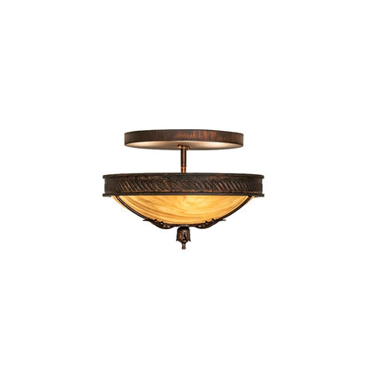 Hoja 3 Light 15" Wide Semi-Flush Bowl Ceiling Fixture - Rokusho Finish