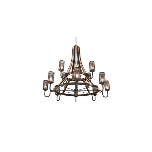 Barrel Stave 12 Light 66" Wide Ring Chandelier