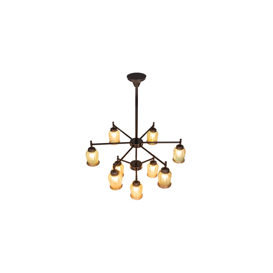 Revival Favrile 9 Light 32" Wide Chandelier