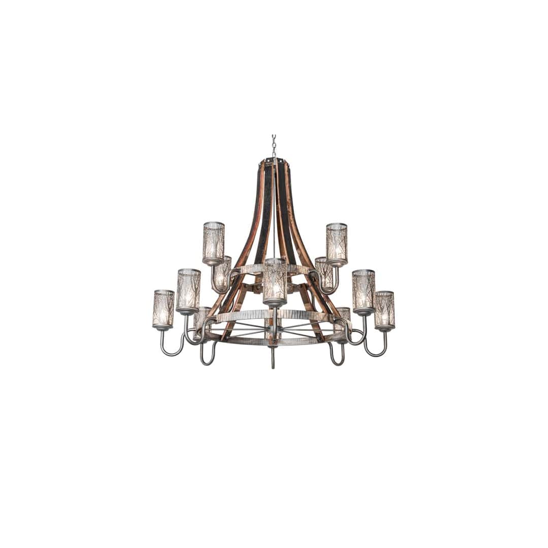 Barrel Stave 12 Light 61" Wide Ring Chandelier