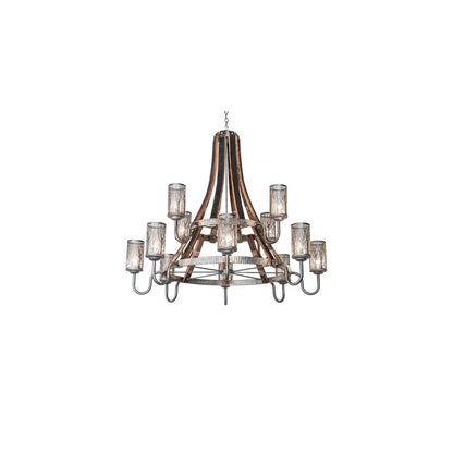 Barrel Stave 12 Light 61" Wide Ring Chandelier
