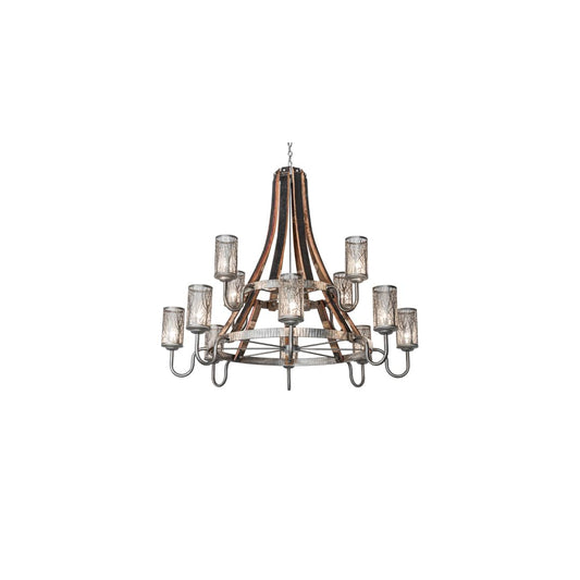 Barrel Stave 12 Light 61" Wide Ring Chandelier