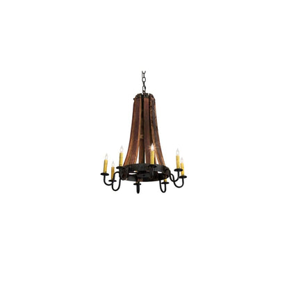 Barrel Stave 8 Light 24" Wide Taper Candle Style Chandelier