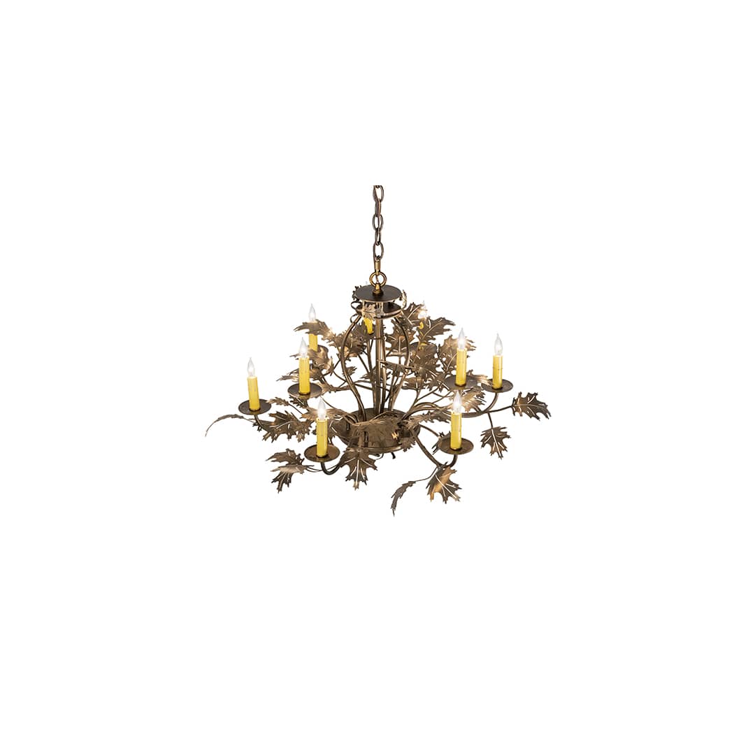 Oak Leaf 9 Light 32" Wide Taper Candle Style Chandelier