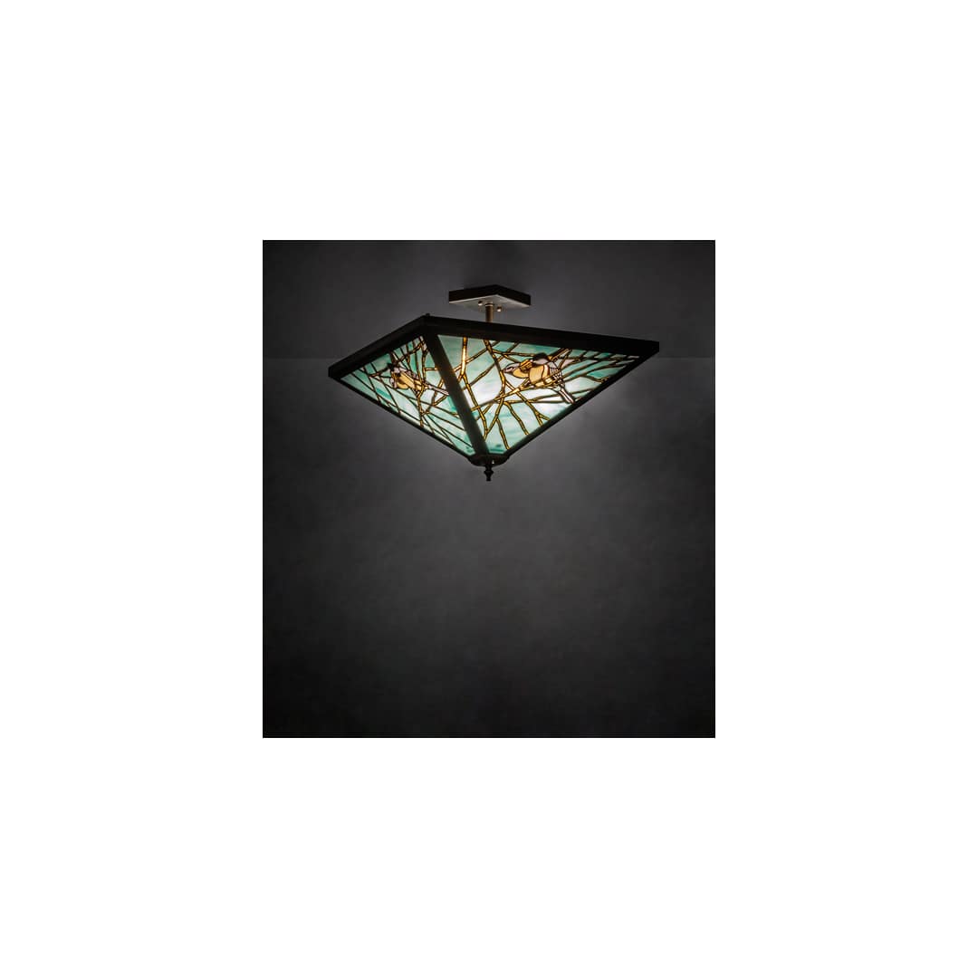 Backyard Friends 4 Light 16" Tall Semi-Flush Ceiling Fixture - Antique Copper Finish