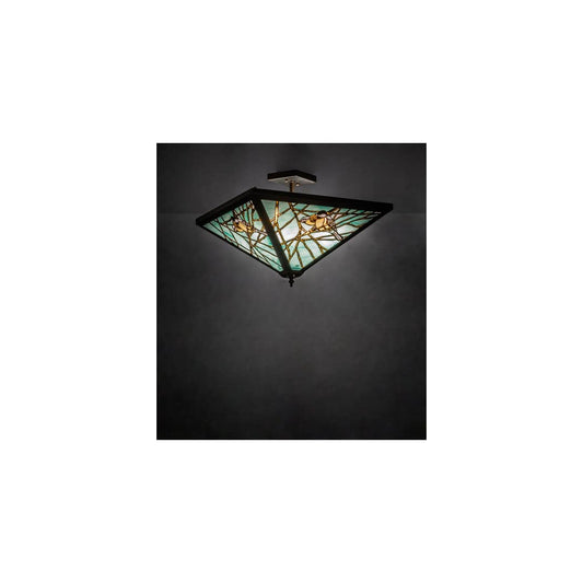 Backyard Friends 4 Light 16" Tall Semi-Flush Ceiling Fixture - Antique Copper Finish