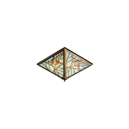 Backyard Friends 4 Light 16" Tall Semi-Flush Ceiling Fixture - Antique Copper Finish
