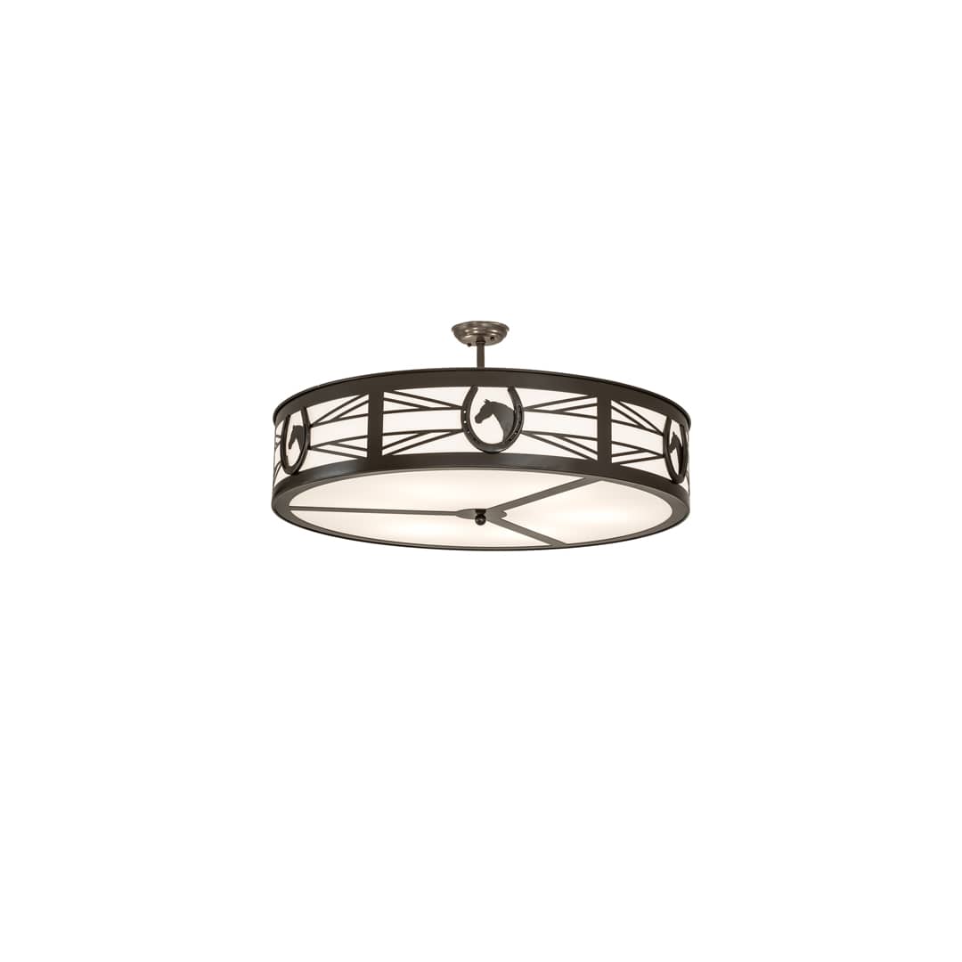 Horseshoe 6 Light 36" Wide Semi-Flush Drum Ceiling Fixture