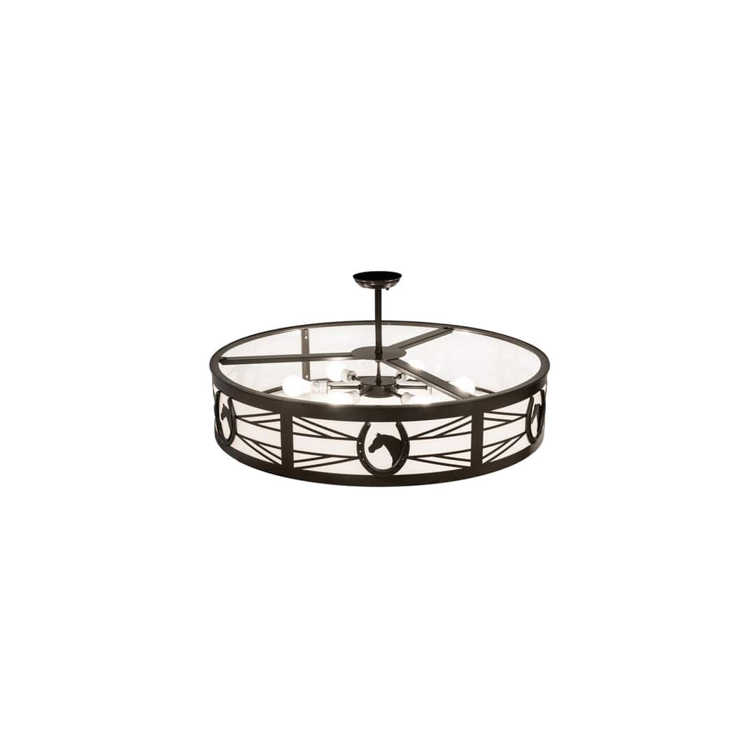 Horseshoe 6 Light 36" Wide Semi-Flush Drum Ceiling Fixture