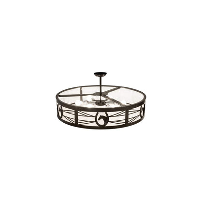 Horseshoe 6 Light 36" Wide Semi-Flush Drum Ceiling Fixture